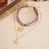 3Pcs/Set Bohemian Printed Fabric Necklace Women Vintage Starfish Conch Pendant Necklace  Jewelry