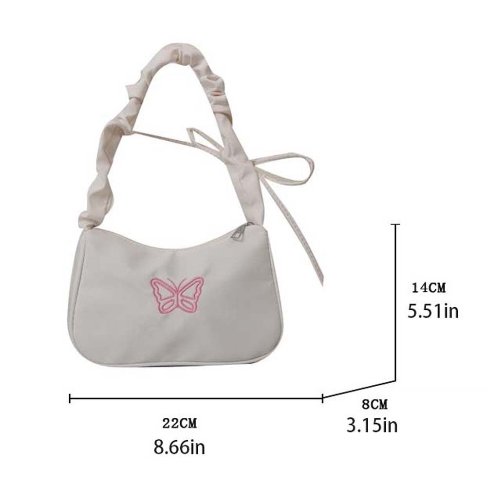 Borsa Sottobraccio Mezzaluna Ricamata in Oxford Nylon Borsa Tote con Fiocco per Esterno