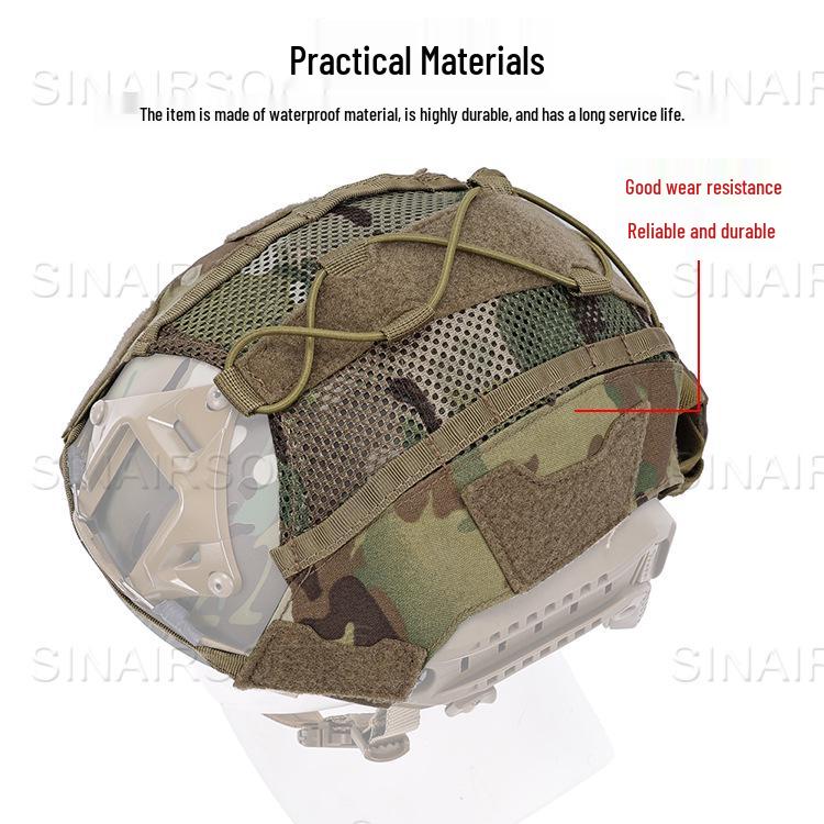 Fast Tactical Camouflage Helmet Cover with Protective Case and Multifunctional Counterweight Bag