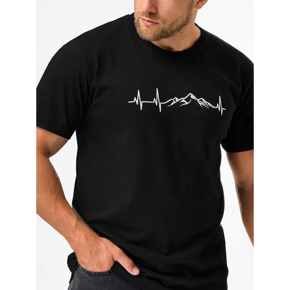 Summer Men's Round Neck Short Sleeved T-shirt Comfortable Fashionable Breathable Sweat Absorbing Printed Cotton T-shirt