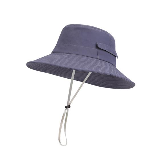 

Fisherman Hat Wide Brim Adjustable Drawstring Windproof Buckle Bucket Hat Outdoor Travel Hiking UV Protection сірий