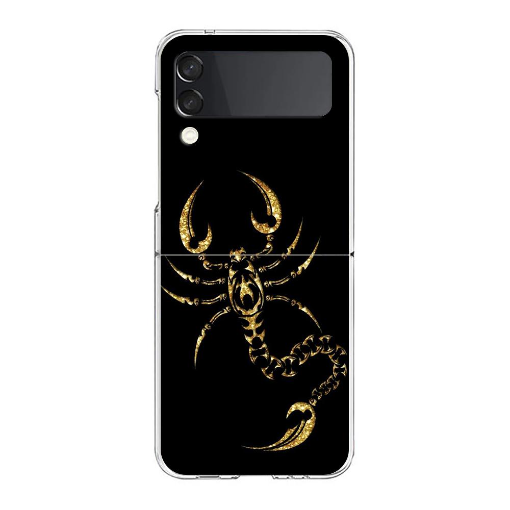 Phone Cover For Samsung Galaxy Z Flip 6 5 4 Case Transparent For Samsung Z Flip 3 Hard PC Foldable Shell Cartoon Scorpion Capas