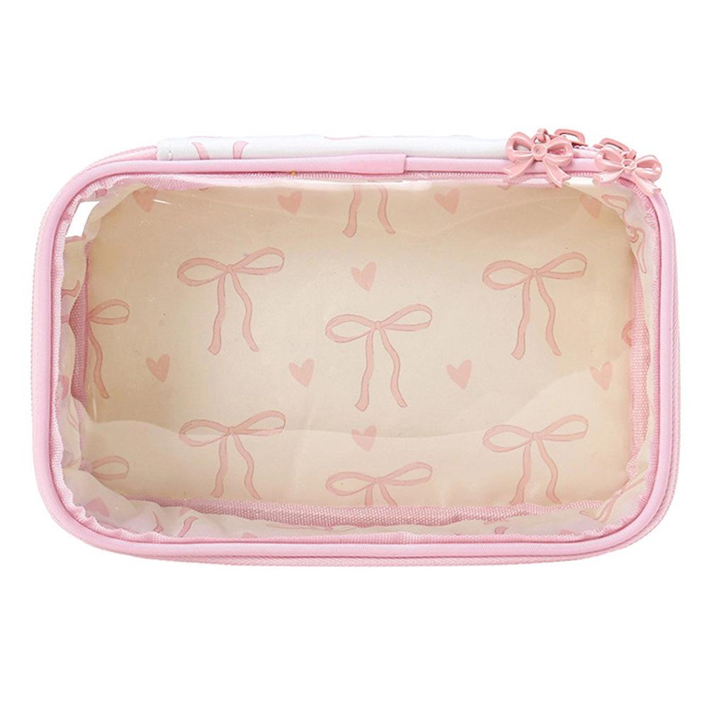 PVC Bow Cosmetic Bag Large Capacity Bowknot Makeup Bag Transparent Portable Storage Bag Bathroom Shower Travel Bag