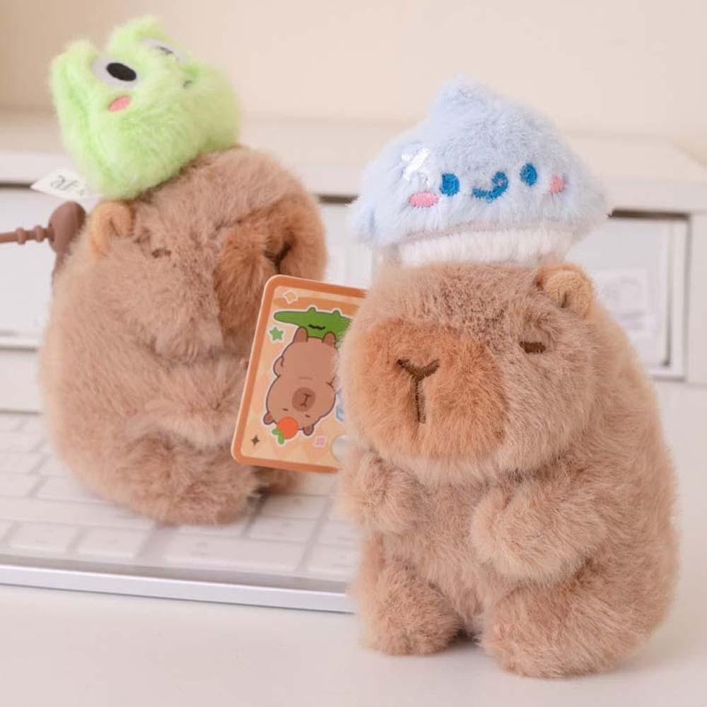 Key Ring Pulling Rope Capybara Dolls Funny Cartoon Capybara Keychain Plush Animal Pendant  Daily