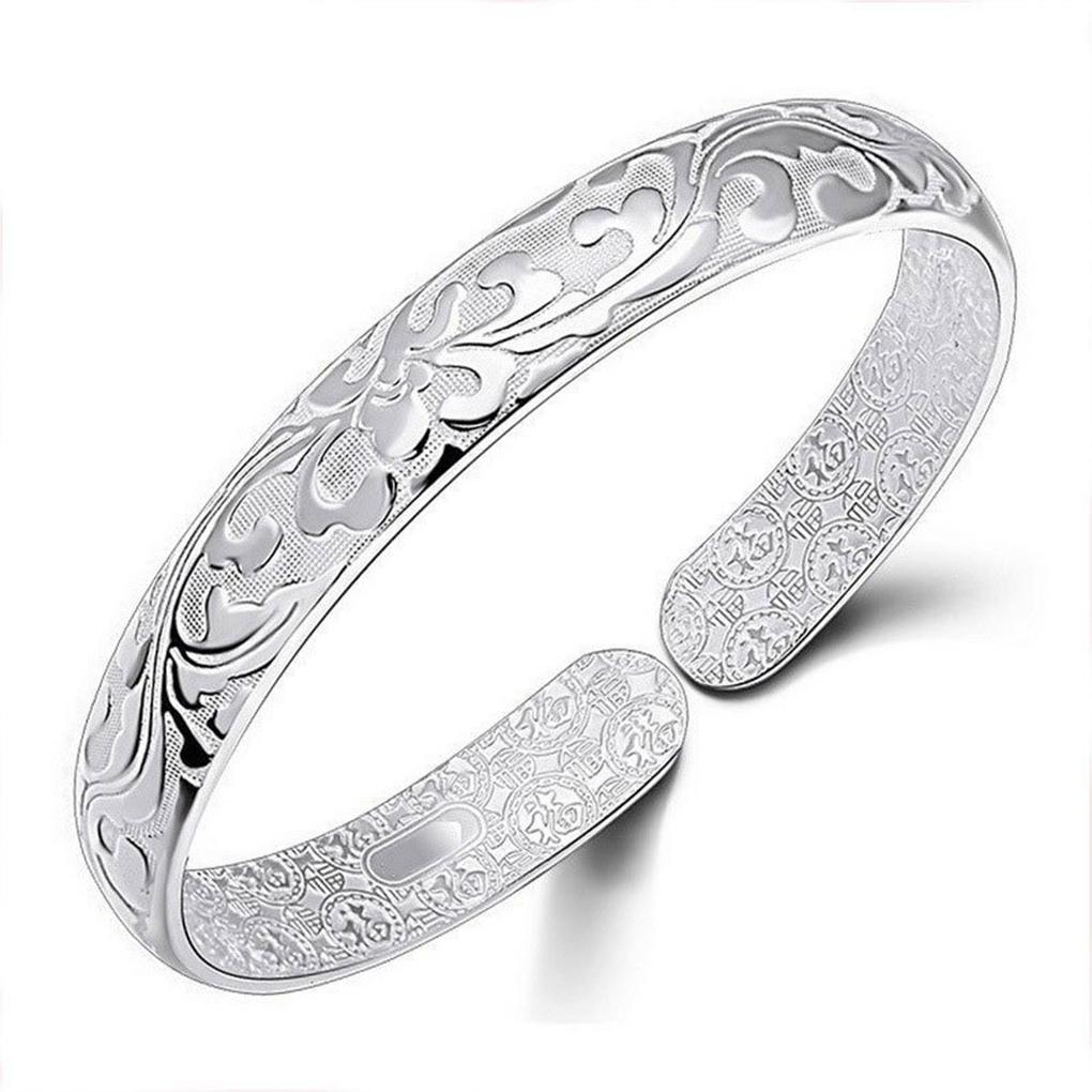 Women Jewelry Sterling Silver Bracelet Fashion Cuff Bangle Chain Bracelets
