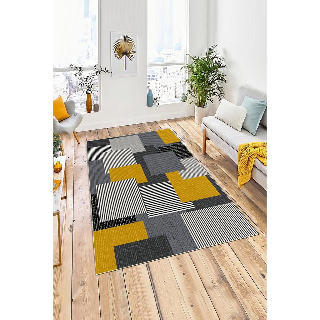 Dekorativní protiskluzová základna 3D geometrický vzor Koberec v obývacím pokoji Speciální design, tenký, omyvatelný koberec