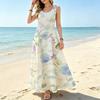 Women's Sleeveless Summer Maxi Dress Lightweight Floral Elegant Cut for Daily Wear Beach Vacation & Summer Outing