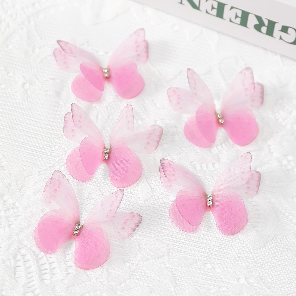 30/50Pcs Artificial Diamond Butterfly For Home Room Decoration DIY Wreath Valentine's Day Wedding Girl Hair Clip Butterfly Decor