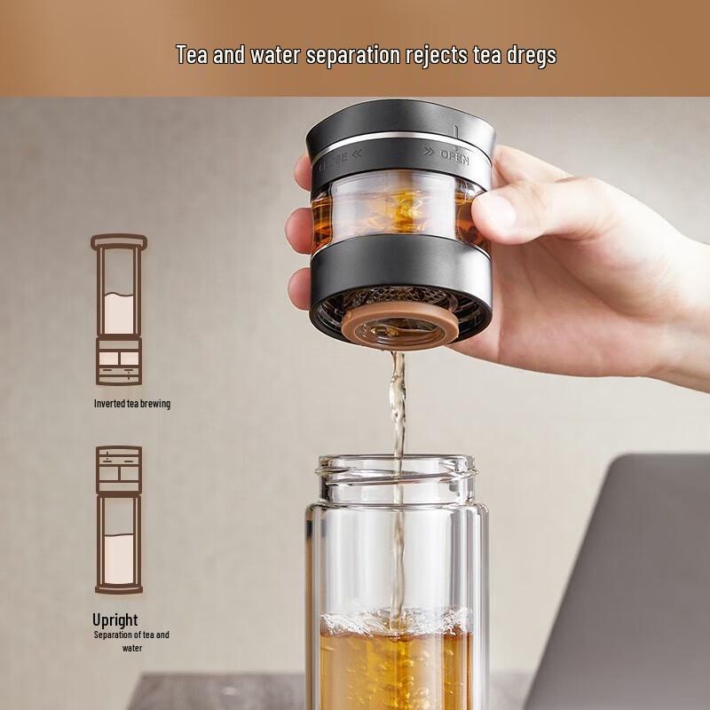 BVGMAV Portable Double-Wall Glass Tea Infuser Mug