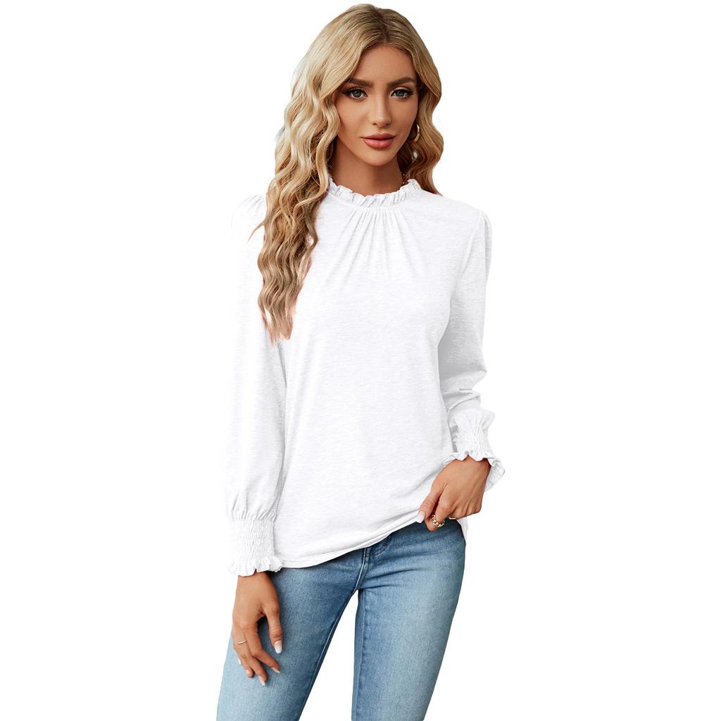 Ladies' New Versatile Work Four Seasons Leisure Daily Sexy Beautiful Loose Top Long Sleeve T-Shirt