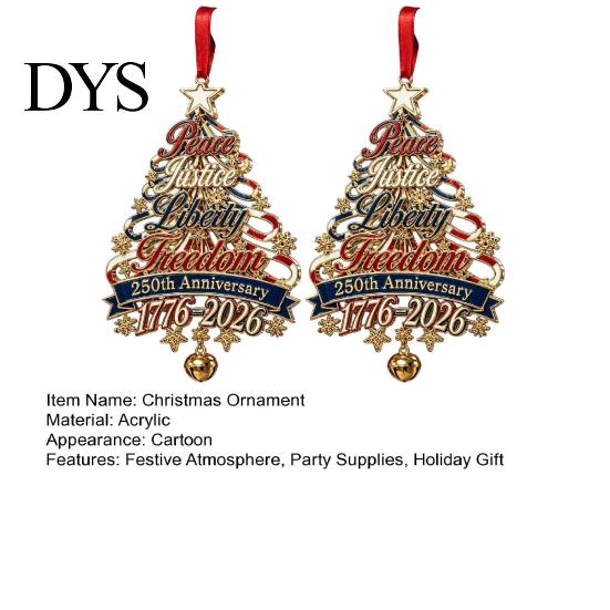 Holiday Tree Hanging Ornaments 250th Anniversary Christmas Ornament, USA Xmas Decor for Acrylic Decorations Home Window, Patriotic Sign Veterans