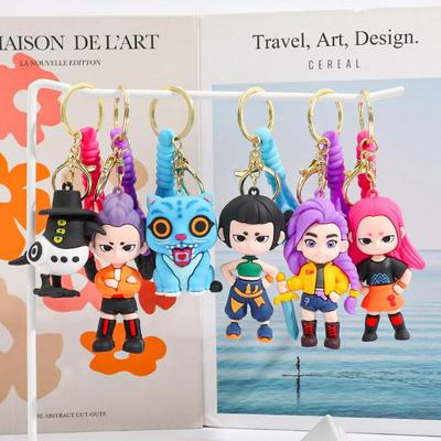 Kpop Caçadores de Demônios Tigrinho Pingente de Chaveiro Desenho Animado Anime Caça a Monstros Menina Argola de Chave Decoração Pendurada para Bolsa Presente