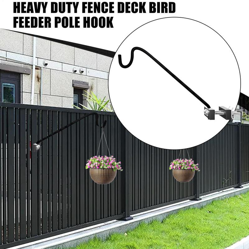 Heavy Duty Bird Feeder Pole Rotatable Planter Hook for Railing Multifunctional Swivel Planter and Feeder Hanger for Patio Garden