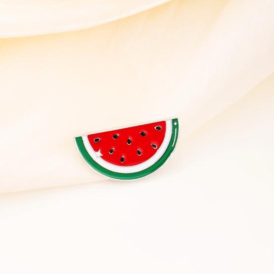 Brooch Pin Lightweight Zinc Alloy Watermelon Shape Badge Smooth Surface Lasers Cut Design Pin Lapel Accessory