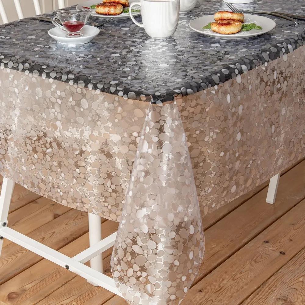 Waterdicht Transparant Tafelkleed Vlekbestendig en Oliebestendig Geometrische Textuur Tafelkleed Rechthoekig Verdikt Tafelkleed 150x180cm