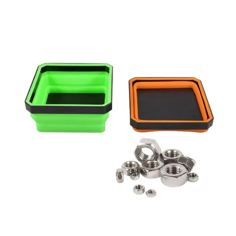 1Pcs Silicone Bowl Tool Part Storage Box Organizer 4.5Inch Collapsible Magnetic Screw Tray For Plumber Carpenters