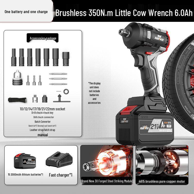 Nanwei Knight Series Brushless High Torque Impact Wrench with Lithium Battery for Auto Repair and Woodworking