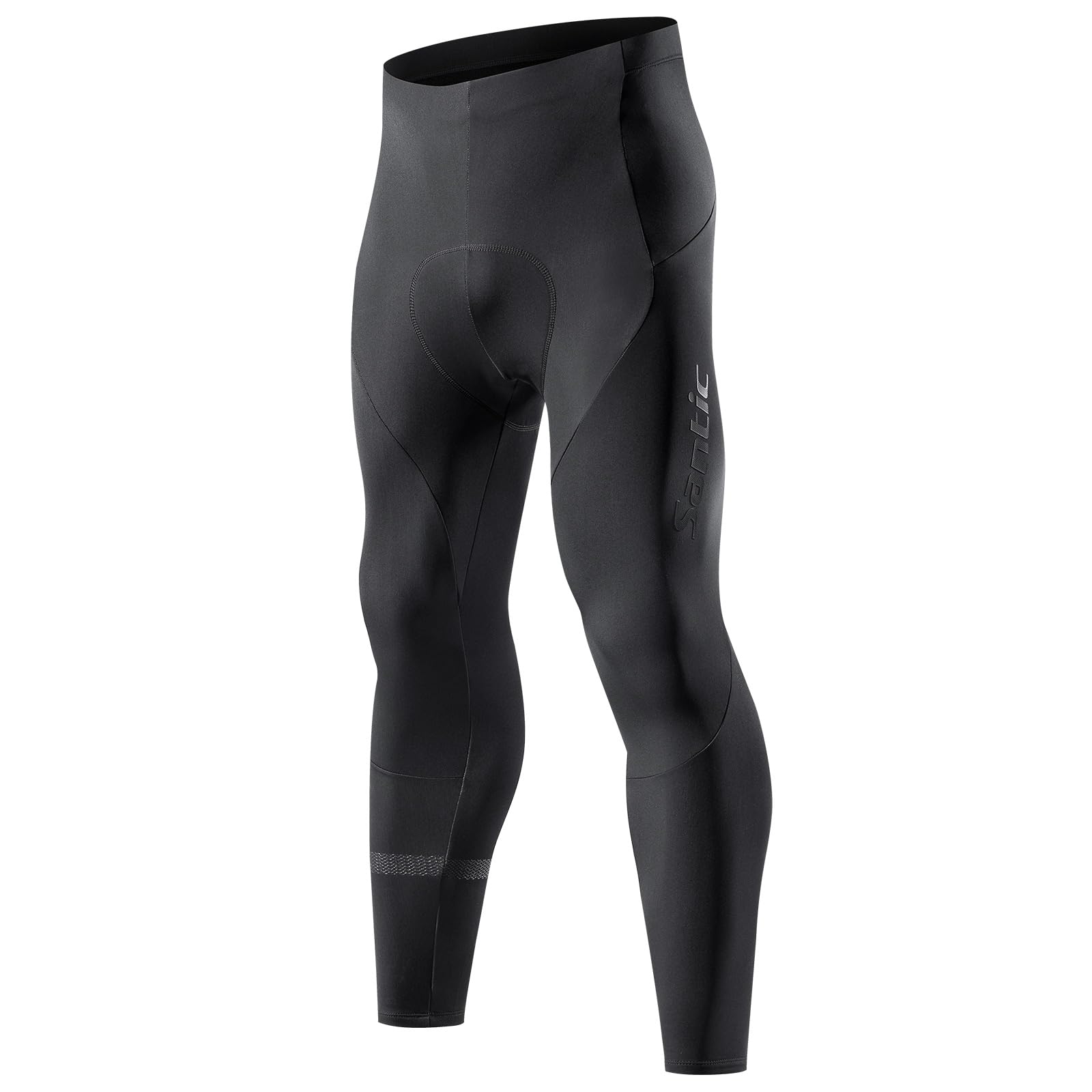 

Santic Men s Fleece Cycling Pants, Breathable, Quick-Drying, Padded, Windproof, and Elastic for Autumn and Winter, Black, Size M