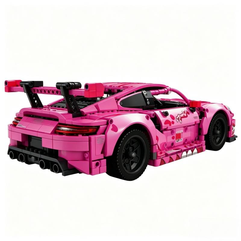2026 New Pink Sports Car Building Blocks DIY Model Set Boys Toy Vehicle Assembly Bricks Christmas Birthday Gift