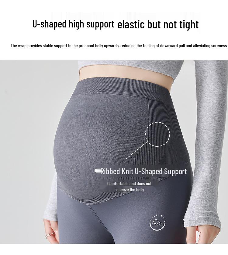 Colanți de maternitate cu căptușeală de lână, model rechin, gri închis - Suport abdominal și ridicare șolduri, pentru toamnă/iarnă, pantaloni de yoga pentru sarcină