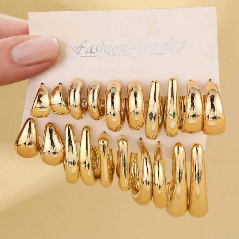 2/6/20 Stück Leichte Tropfenförmige C-förmige Ohrringe für Damen Goldfarbe Asymmetrische Form CCB Ohrringe Schmuck für den täglichen Gebrauch 2026