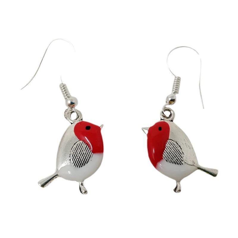 Enamel Alloy Bird Pendant Earrings