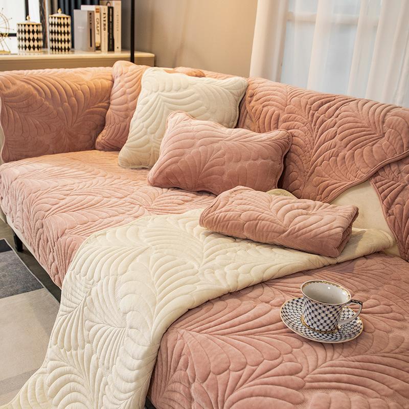 Milk Fiber Winter Plush Sofa Cushion Winter Thickening Cushion Shaped Simple Modern Full Cover Cloth