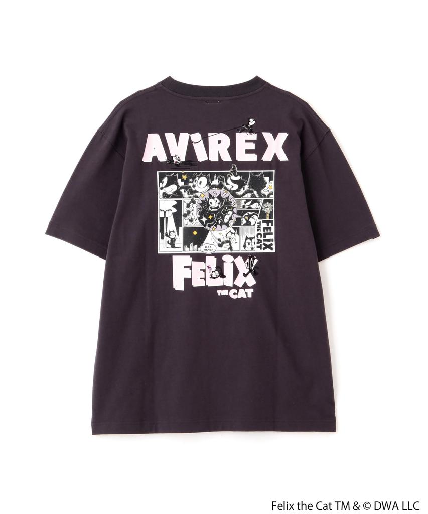 AVIREX FELIX COMICS Short Sleeve Size T-SHIRT, Felix, Men's T-Shirt, 2XL, 410, Charcoal, 783-5134036