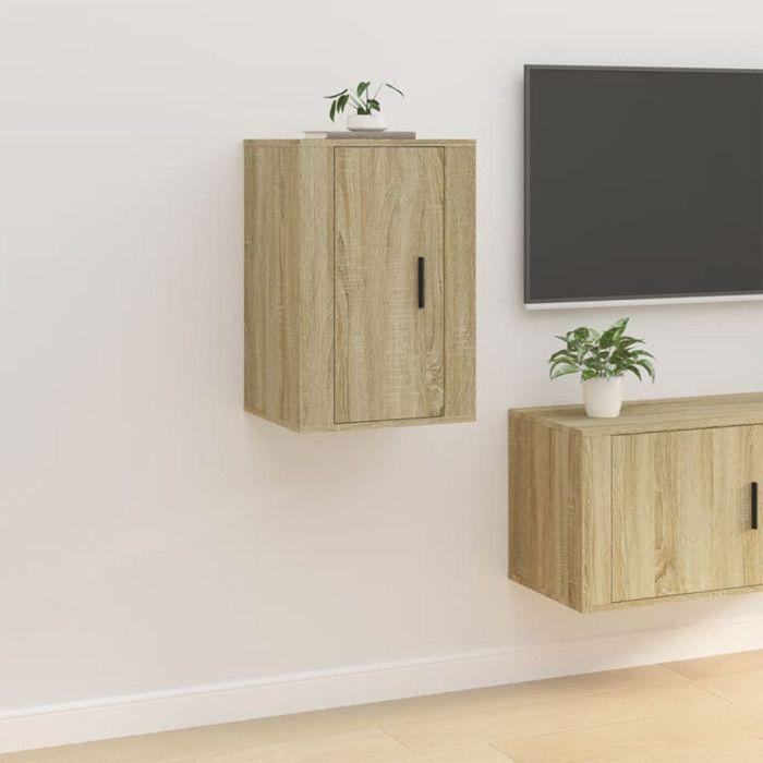 816663 vidaXL Wall-Mounted TV Cabinets 2 Pcs Sonoma Oak 40x34.5x60 Cm