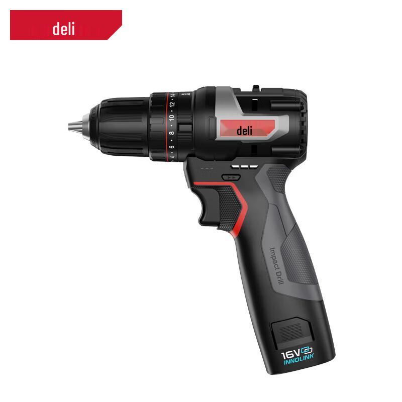 Deli 16V Cordless Brushless Impact Drill CN Plug (adapter Included)