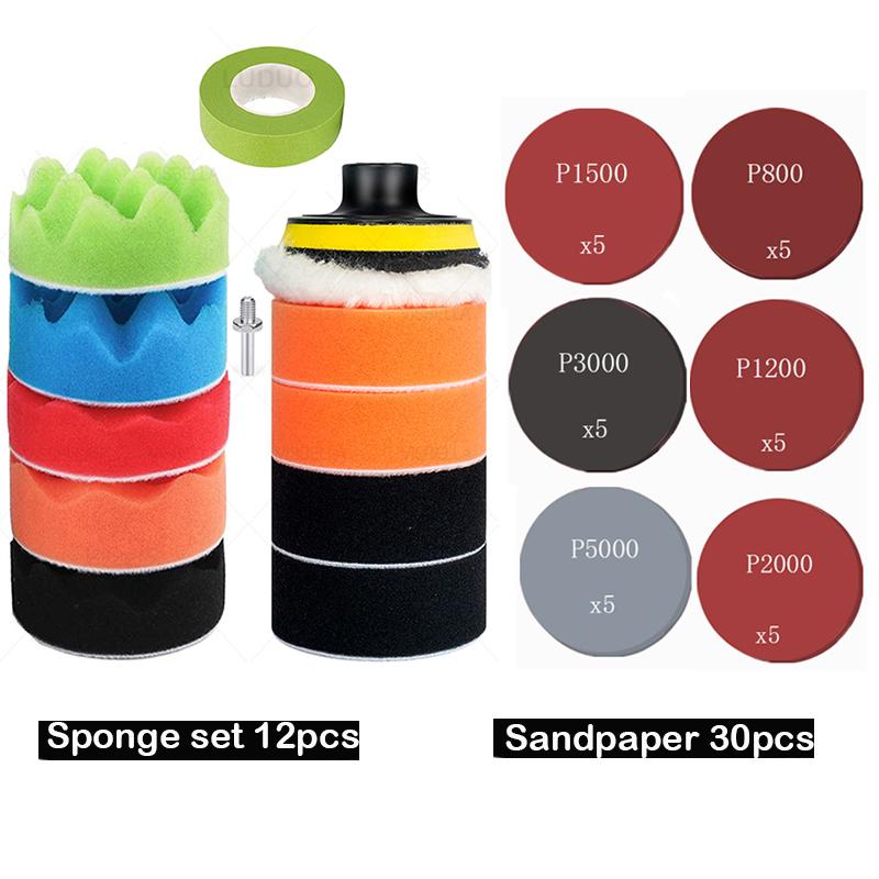 45/30/15 BUC Discuri Abrazive 3 Inch Pad de Lustruire Pad de Polisat Burete pentru Ceruire Kit Renovare Faruri Auto Polish Auto