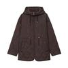 Womens Hooded Quilted Jacket Winter Streetwear Loose Fit Brown Green Solid Color Long Sleeve Mid-Length Coat