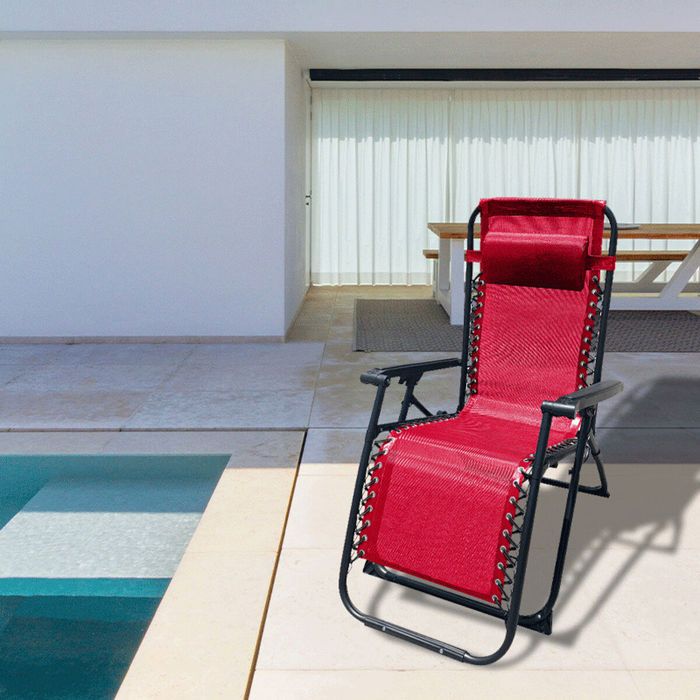 Chaise Longue Jardin Exterieur Inclinable 90 x 108 x 66 cm Rouge - Marbueno