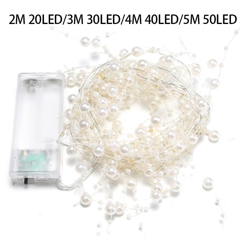 2-5M Long 20/30/40/50Led LED Light String Christmas Red Pearl Beaded String Christmas Decoration Party Light Strings(NO Battery)