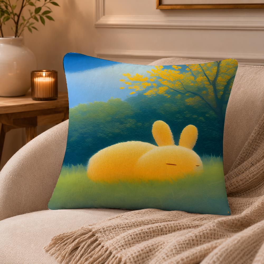 Cute Animals Spring Sleep Series Cushion Cover Anti-dustmite Pillowcase Invisible zipper silky short plush Sofa cushion cover
