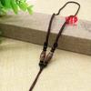 Jade Silk-Wrapped Agate Bead Ethnic Necklace - Long Sweater Chain with Woven Rope Pendant