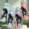 1PC Mountain Biker Rider Pattern 750ml Color Plastic Sports Water Bottle Leakproof Flip Straw Lid Suitable for Sports Office Home Use