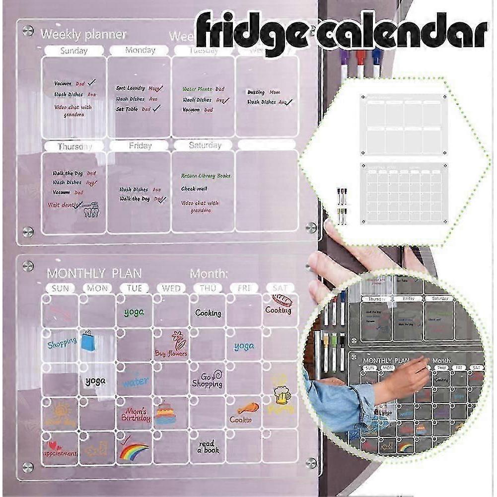 Khlschrank Magnetkalender Wochenplan Notizblock Whiteboard A1c9 Mit Lsbaren Stiftaufklebern 60 X 40 Cm WSLIHV