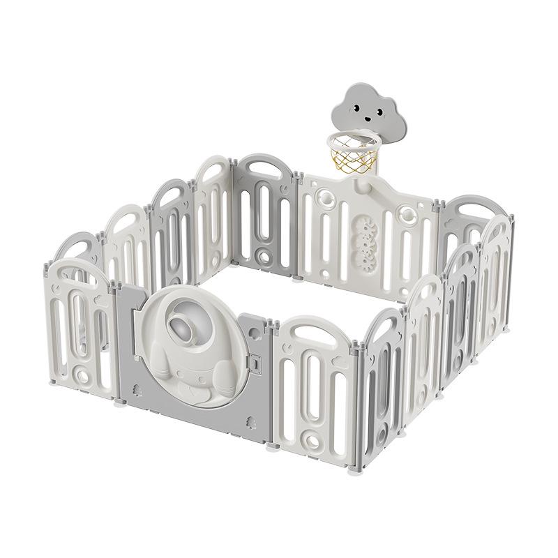 Stackable Baby Basketball Play Fence with Crawling Mat - Indoor Child Safety Solution for Living Room