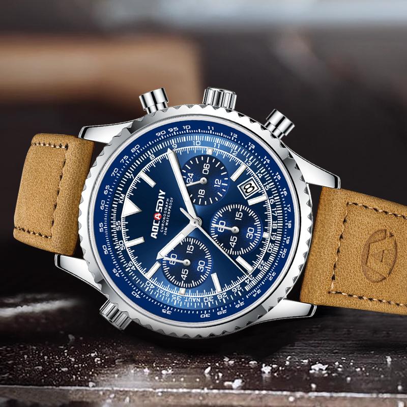 Multifunctional Chronograph Men's Watches Luxury Business Belt Waterproof Luminous Wristwatch Gifts Relogio Masculino