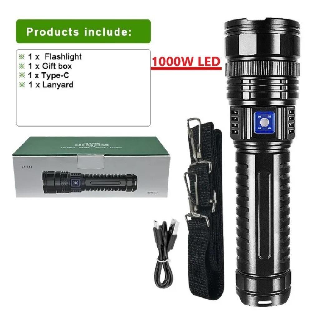 Ultra Bright Torch Built-in Battery Flash Light Emergency Spotlights 5km 1500W Most Powerful Led Flashlights
