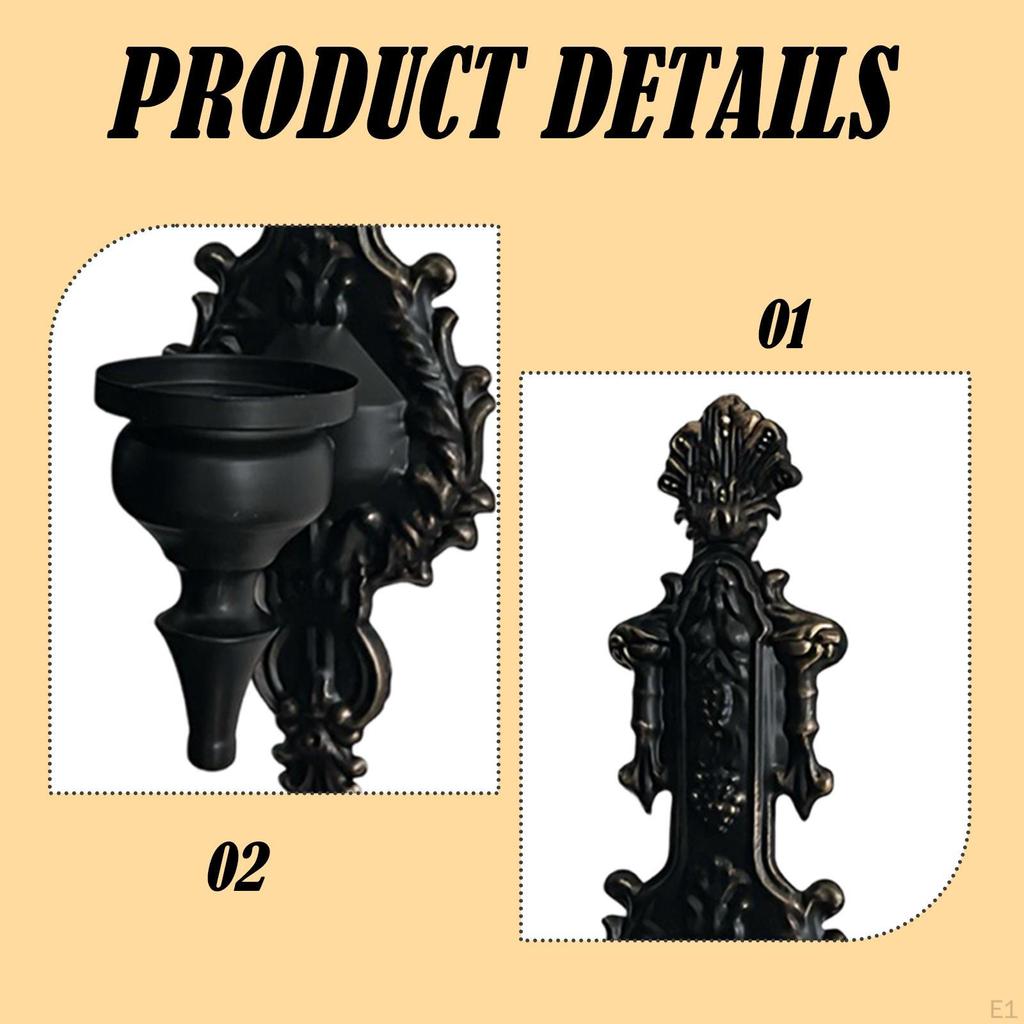 2 Pieces Candle Holder Candlestick Decorative Wall Mounted Metal Ornament for Home Fireplace Living