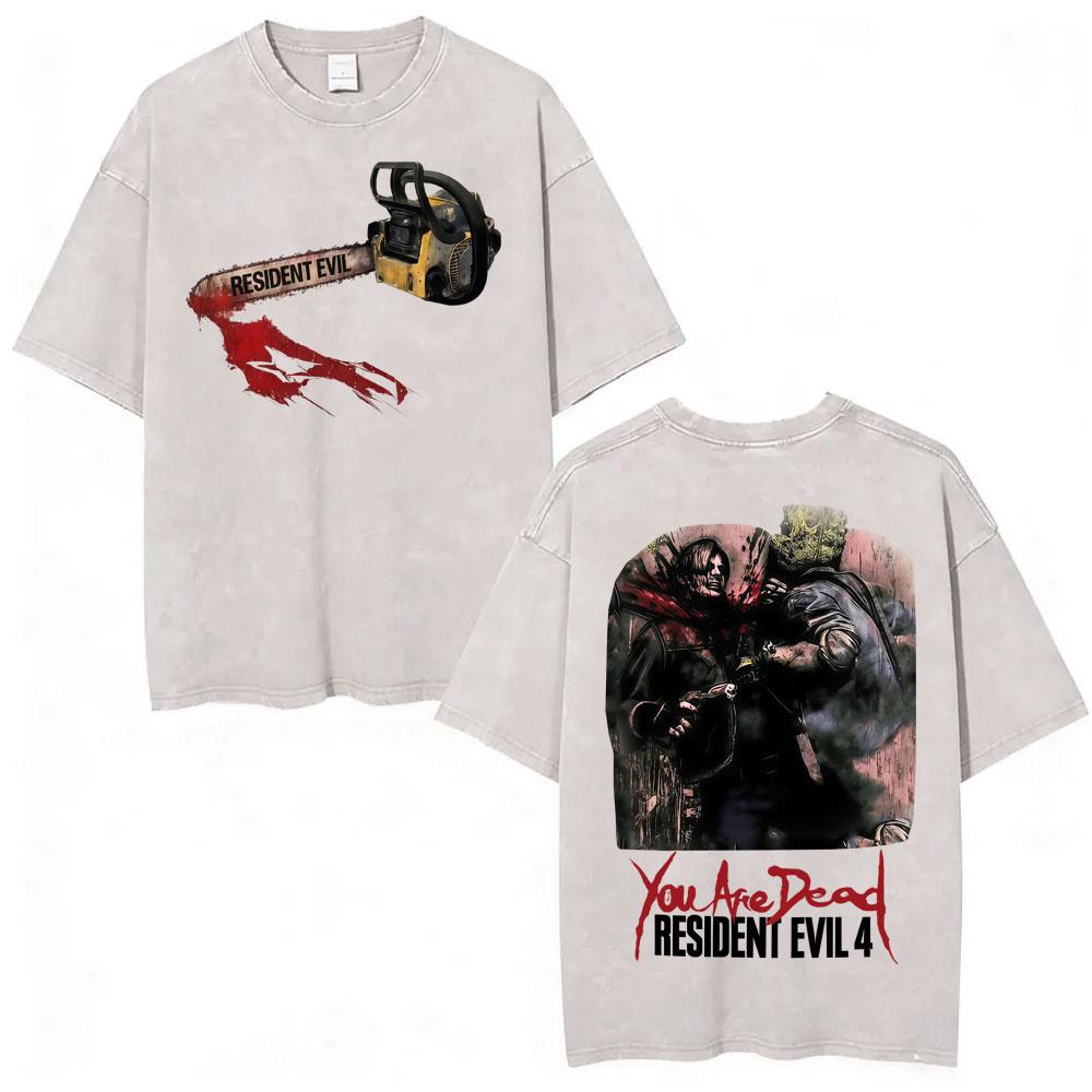 T-shirt Anime Édition Limitée Resident Evil Requiemm Vêtements pour Hommes Gothique Vintage Lavé T-shirts Hauts d'Été T-shirt à Col Rond Streetwear