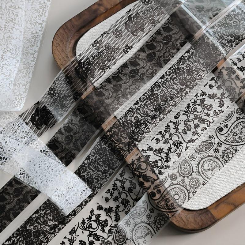 10rolls Black White Lace Nail Foils Stickers Sexy Flowers Design Nail Arts Decals Nails Salon Adhesive DIY Manicure Styling Tool