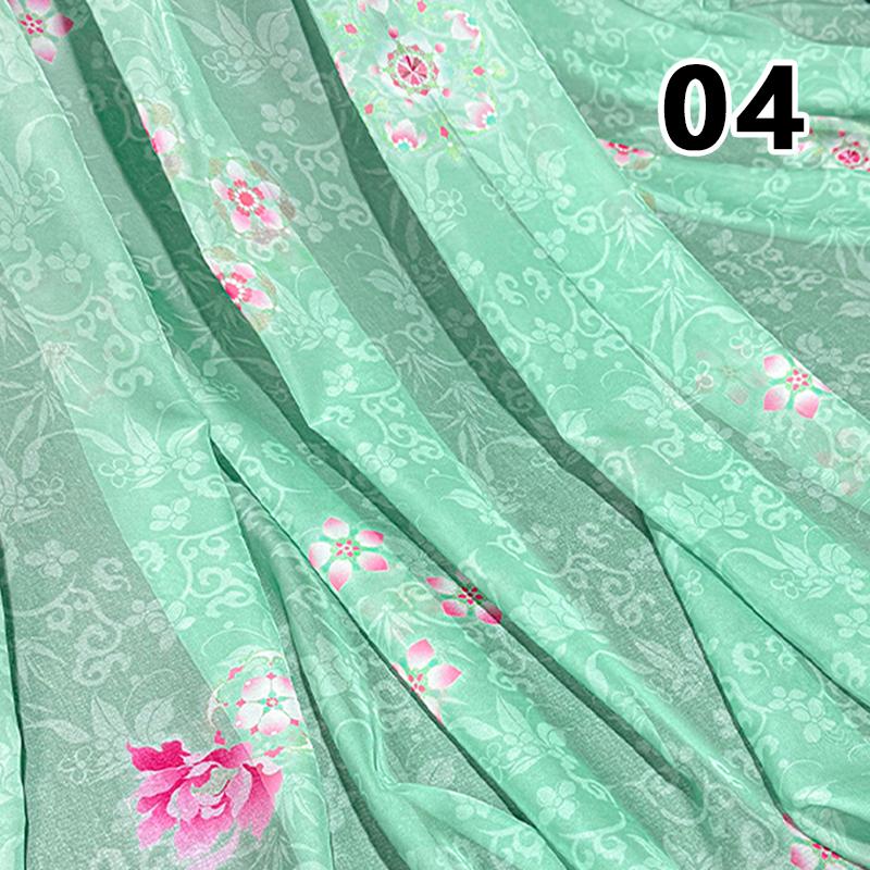 50x150cm Green Chiffon Fabric with Flower Print for DIY Ancient Style Hanfu Dress Shirts Doll Sewing Summer Organza Tulle