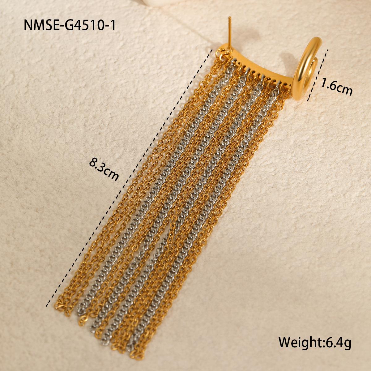 Ada Jewelry Ready to Ship Women s Ins Design Trendy Clip-on Stainless Steel Chain Tassel Earring Stainless Steel Earrings
