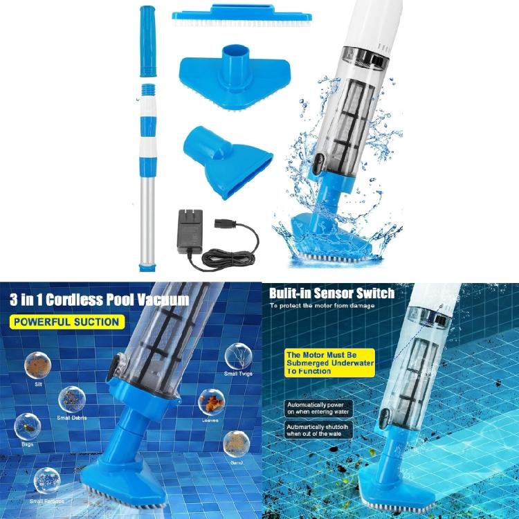 Wireless Pool Vacuum Cleaner Aluminum Tube Portable Pool Vacuum Plastic Texture for Convenient Use In Small Pools