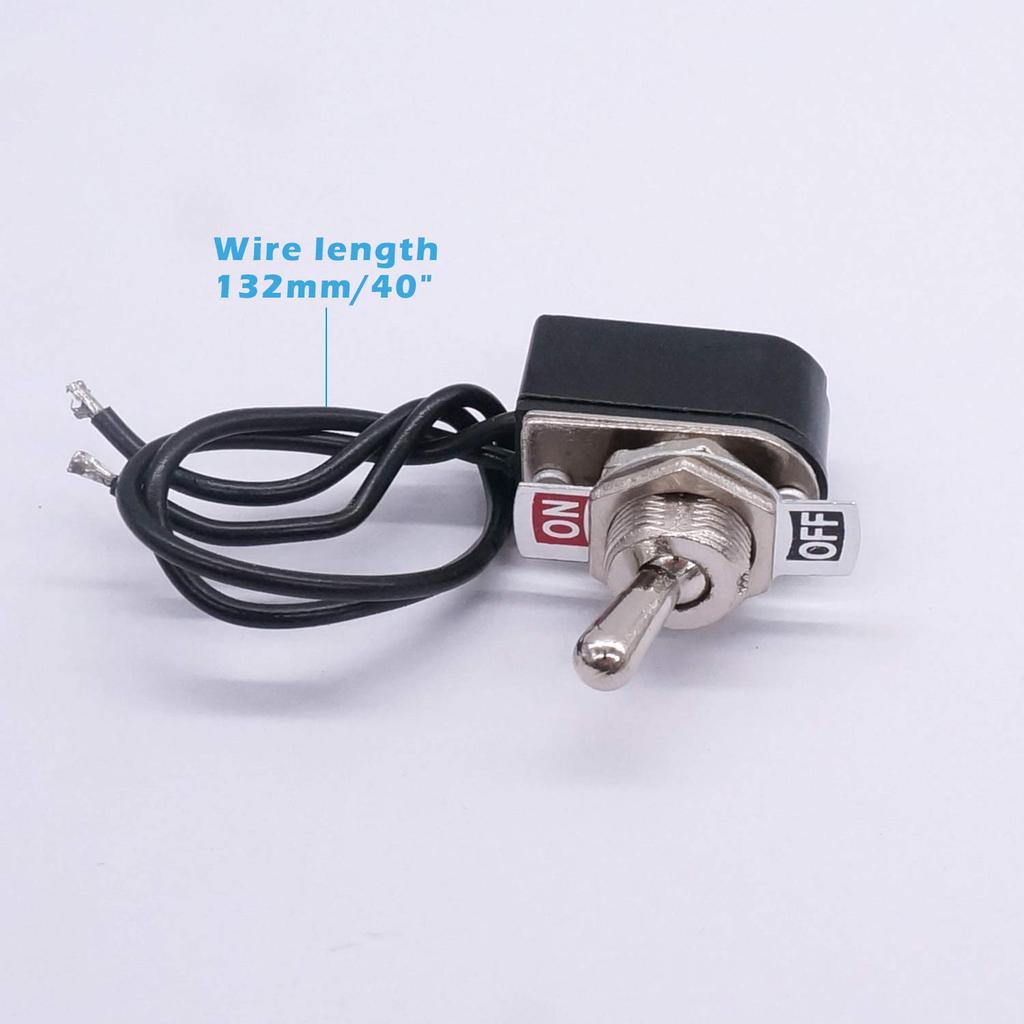 Taiss 2pcs Toggle Switch SPST 2 Position Latching ON/Off 6A AC 125V /10A DC 12V Toggle switches Incidental 5.2 inch Connect Wire Rocker Arm Switch