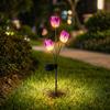 Outdoor Tulip Flower Garden Solar Light Stake Decorative Landscape Lamp for Yard Patio Park Villa Ground Installation