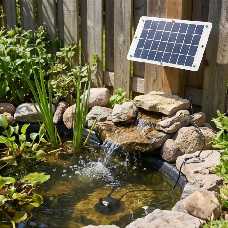 Garden Pond Solar Water Pump Kit, 4.5W Monocrystalline Module, 5V Water Pump, 170L/H Flow, 1M Head for Outdoor Water Areas and Display Planning
